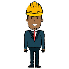 black man with helmet construction vector illustration design