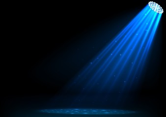 Blue spotlights on dark background