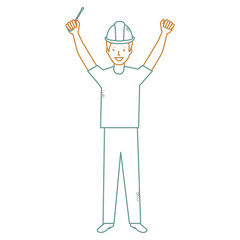 construction worker with screwdriver avatar vector illustration design