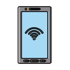 Smartphone with wifi signal icon vector illustration graphic design