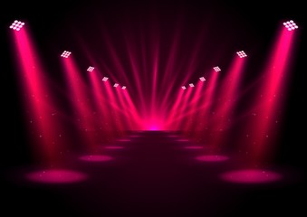 Glowing pink spotlights