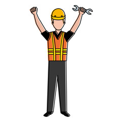construction worker with wrench avatar vector illustration design
