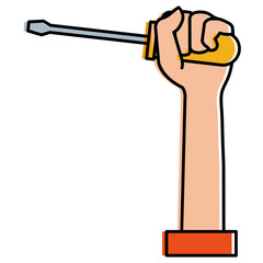 hand with screwdriver isolated icon vector illustration design