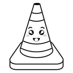 construction cone kawaii character vector illustration design