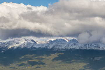 Fototapeta na wymiar Close up of mountain range in the Canadian Rockies, Jasper, Alberta, Canada