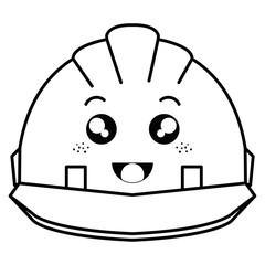 helmet construction kawaii character vector illustration design