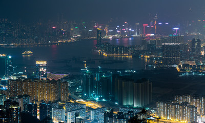 Naklejka premium Kong Harbour And Skyline From Kowloon Peak 