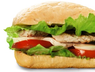 Sliced ham sandwich