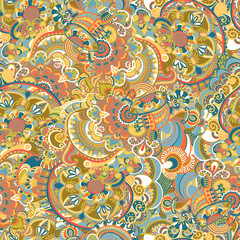 Abstract floral seamless doodle pattern