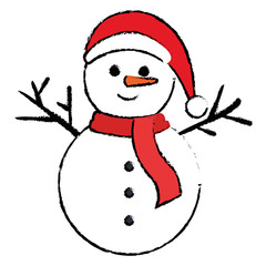 christmas snowman kawaii character vector illustration design