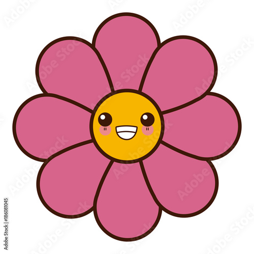 "Flower isolated symbol cute kawaii cartoon vector illustration" Stock