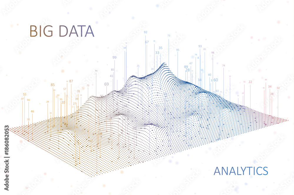 Poster abstract infographics visualization. big data code representation. futuristic network or business an
