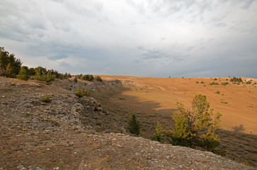 Sunset over Teacup Canyon as seen from Tillett Ridge in the Pryor Mountains on the Wyoming Montana state line - United States