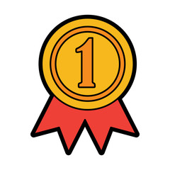 ribbon award first place icon image vector illustration design 