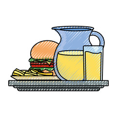 burguer and jar juice   vector illustration