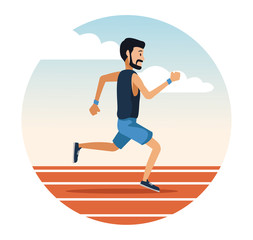 Man running on track icon vector illustration graphic design