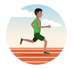 Man running on track icon vector illustration graphic design