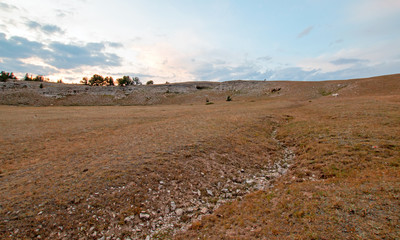 Sunset over Teacup Canyon as seen from Tillett Ridge in the Pryor Mountains on the Wyoming Montana state line - United States