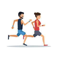 couple running over white background icon vector illustration graphic design