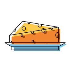 cheese on plate  vector illustration