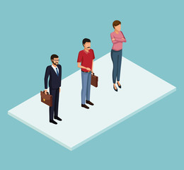 Isometric people 3d on blue background vector illustration graphic