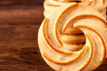 shortbread cookie on the surface close-up