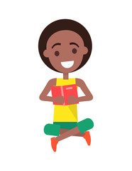 Smiling Boy Holding Book Isolated Illustration