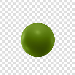 Green 3d green sphere. Vector illustration. Transparent background