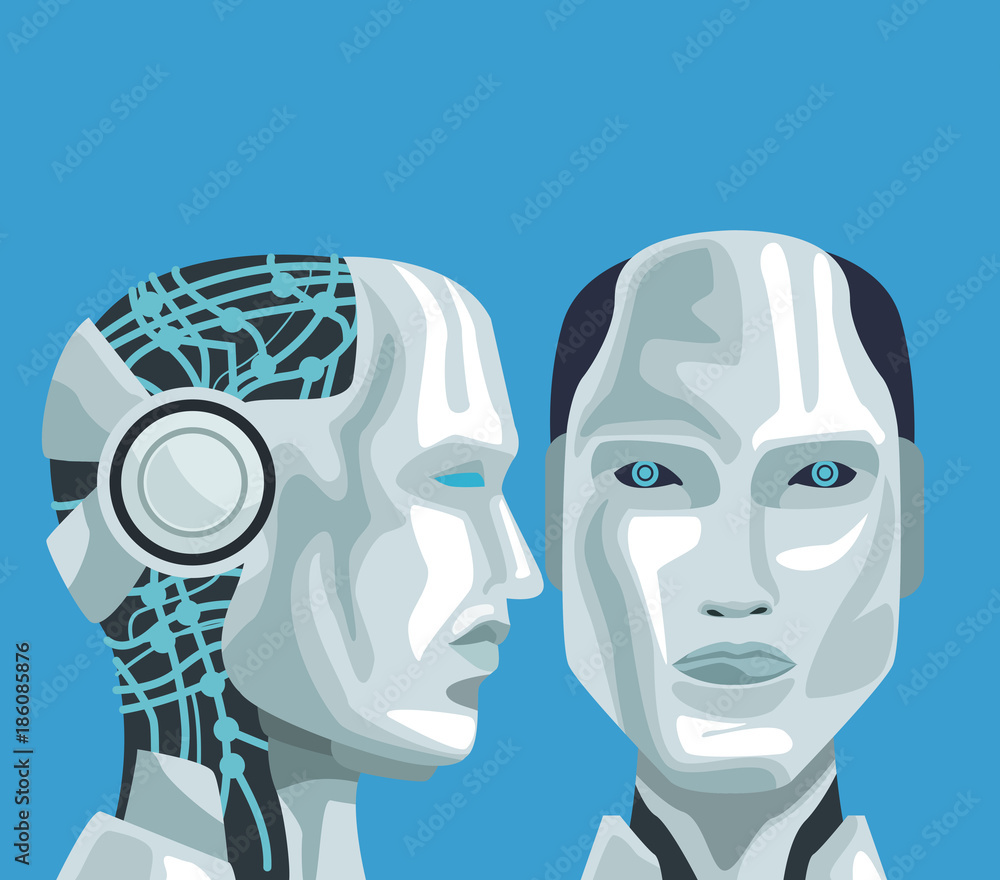 Poster robot artificial intelligence icon vector illustration graphic design
