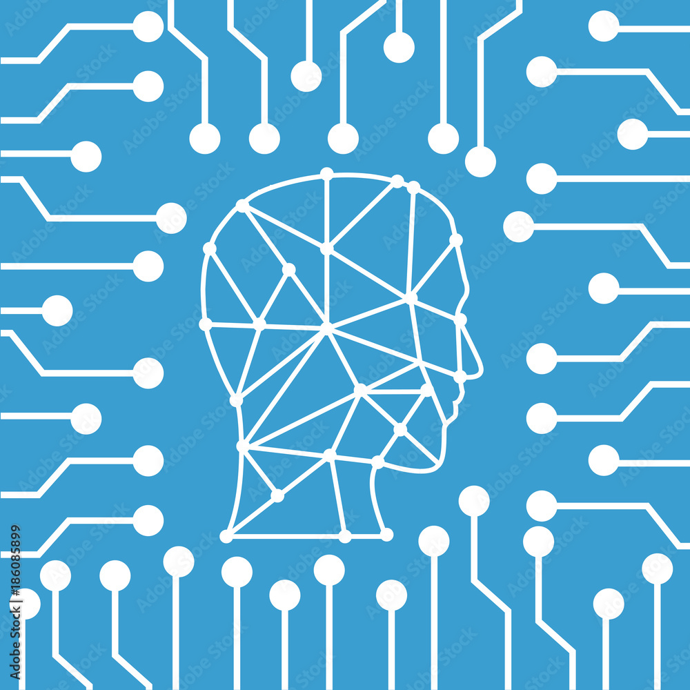 Poster robot artificial intelligence icon vector illustration graphic design