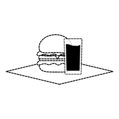 burguer and soda glass  vector illustration