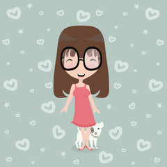 little Cute girl with dog