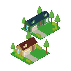 Isometric town 3d on background vector illustration graphic
