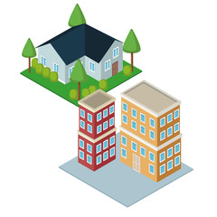 Isometric city 3d icon vector illustration graphic design