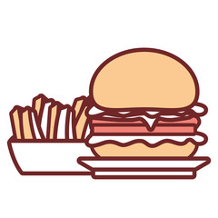 burguer and french fries  vector illustration