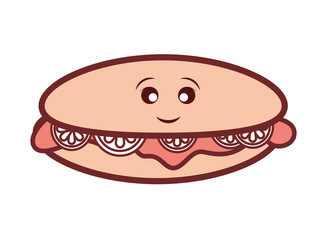 kawaii sandwich  vector illustration