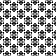 Black floral seamless pattern on white background
