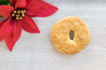 Rollos de manteca. Traditional Christmas spanish sweet. The main ingredients are lard, flour, sugar and eggs. Cenital view.