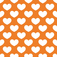 Hearts as seamless pattern. Orange romantic background