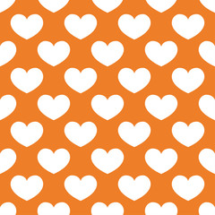 Hearts as seamless pattern. Orange romantic background