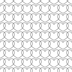 Black and white hearts as seamless pattern. Romantic background
