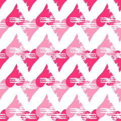 Grunge brush strokes Hearts Seamless pattern