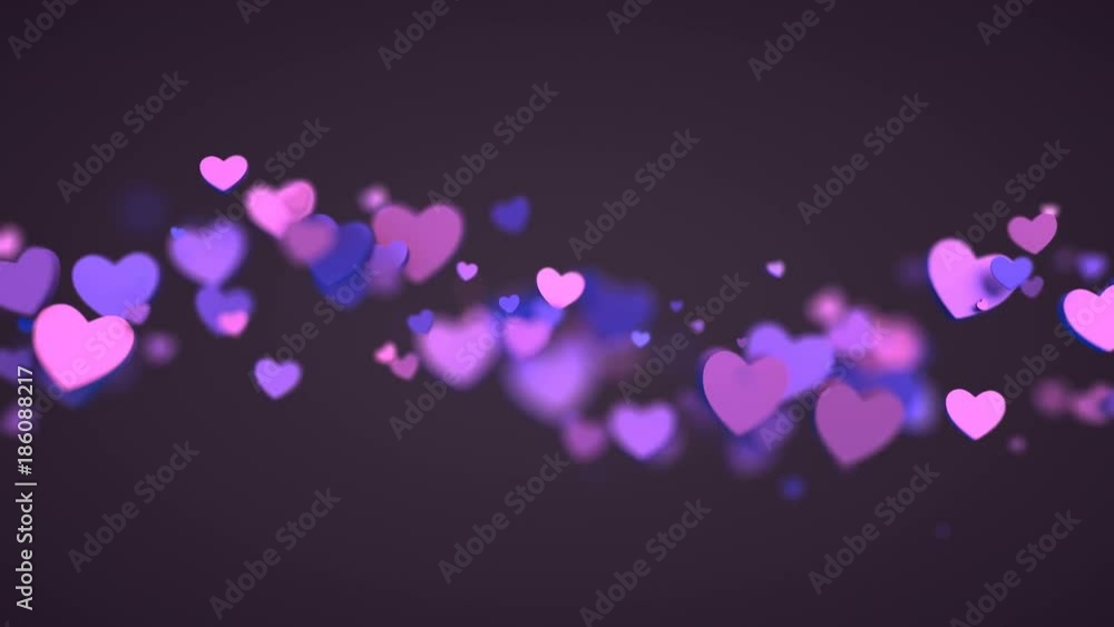 Poster abstract 3d rendering of hearts shapes. computer generated flying love symbols. valentine's day moti