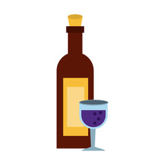 Wine bottle and cup icon vector illustration graphic design
