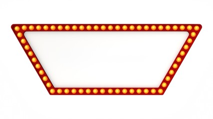 Red Marquee light board sign retro on white background. 3d rendering