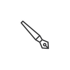Fountain ink pen line icon, outline vector sign, linear style pictogram isolated on white. Symbol, logo illustration. Editable stroke