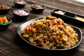 tasty japanese food on table