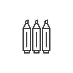 Highlighter markers line icon, outline vector sign, linear style pictogram isolated on white. Symbol, logo illustration. Editable stroke