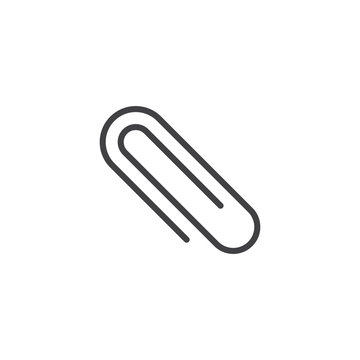 Paper clip line icon, outline vector sign, linear style pictogram isolated on white. Clip symbol, logo illustration. Editable stroke