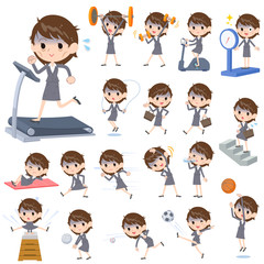 Gray suit business women Bad condition_Sports & exercise